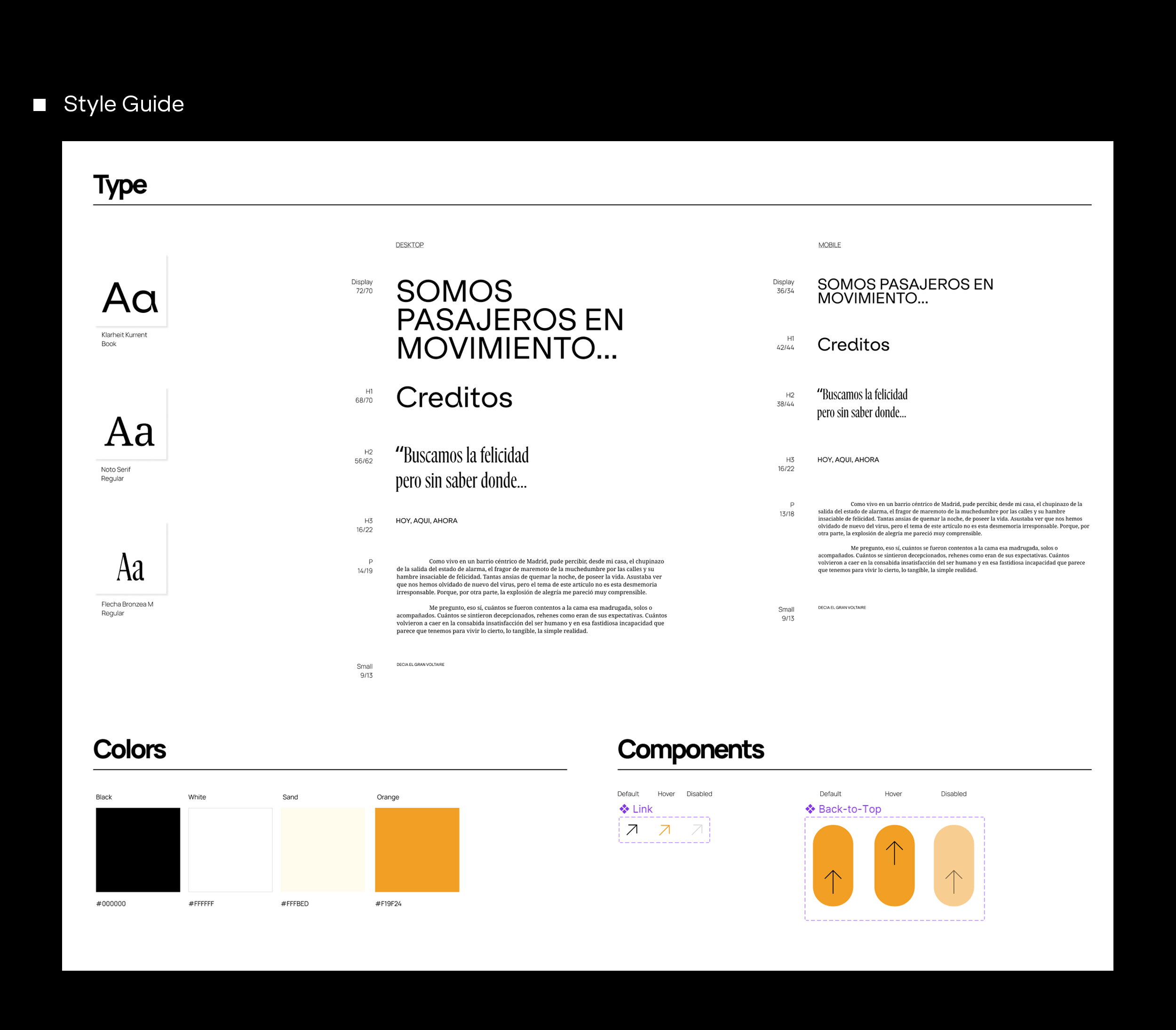 Hoy, Aqui, Ahora - Style Guide